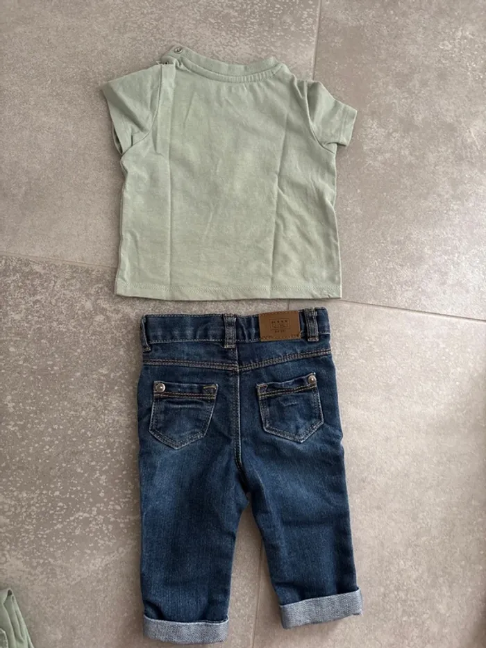 Ensemble tee shirt manche courte et jean 3 mois - photo numéro 2