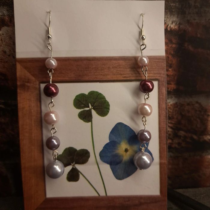 Boucles d'oreilles pendante perles nacré - photo numéro 2