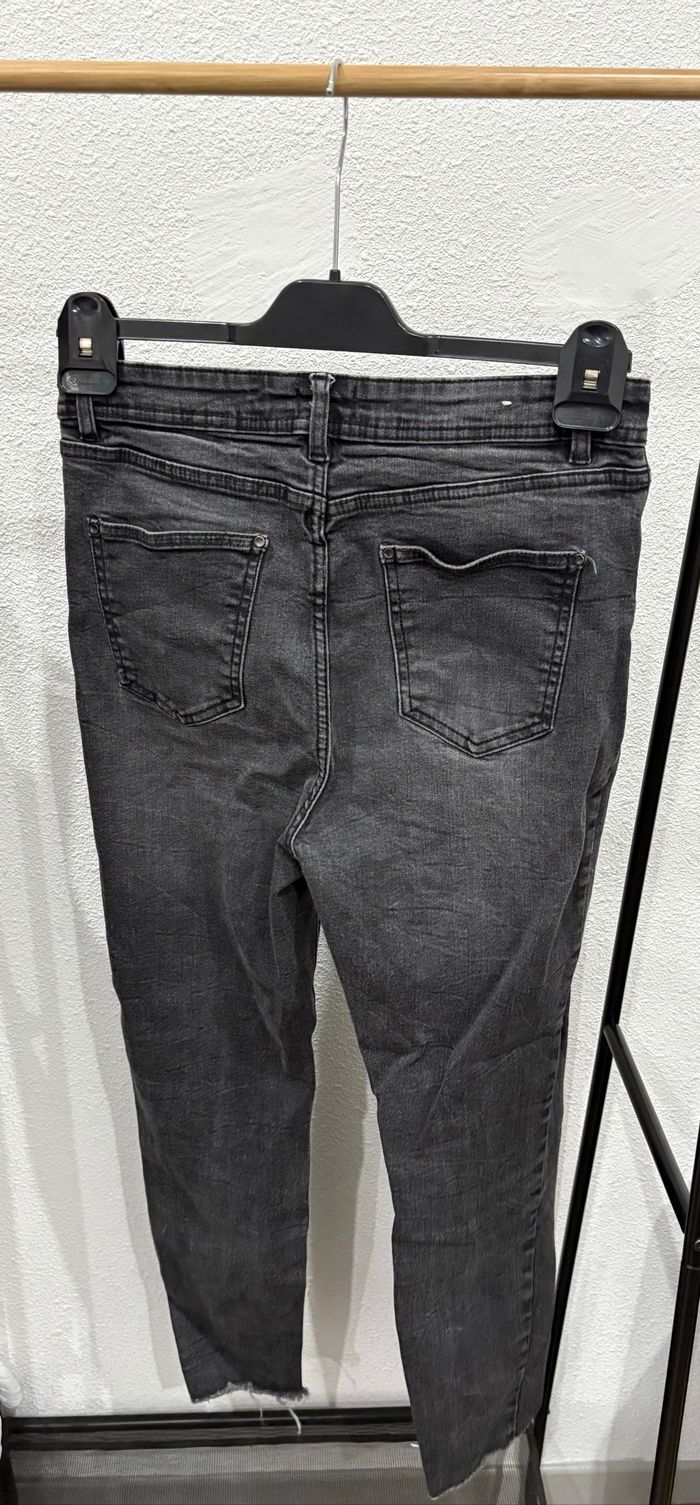 Jean skinny noir effet délavé en coton Camaïeu - Taille 40 - photo numéro 2