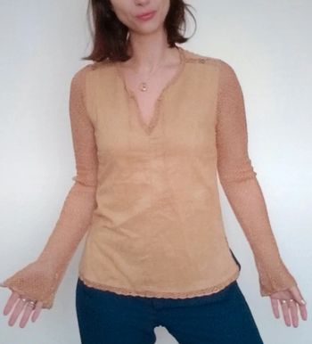 Blouse daim manches résilles taille 40