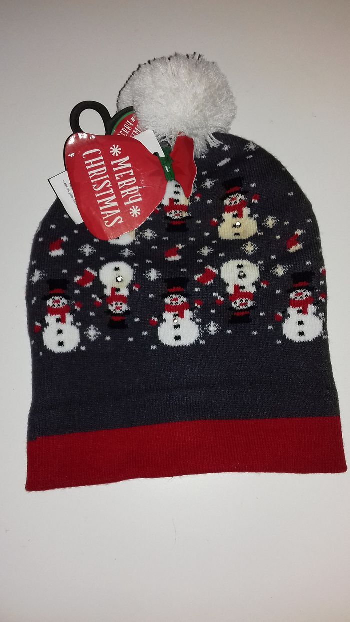 Bonnet de Noël avec pompon - Merry Christmas bonhommes de neige - T.U - Neuf - photo numéro 6