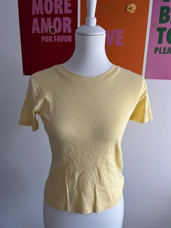 T-shirt Court Zara Jaune Pastel taille M