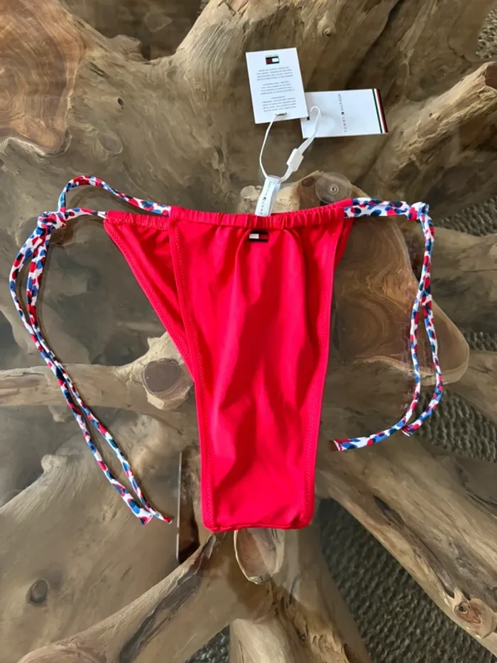 Bas de maillot de bain Tommy Hilfiger rouge ficelles bikini - photo numéro 4