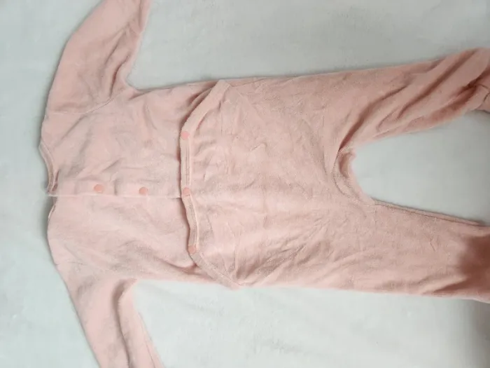Mignon pyjama velours automne hiver couleur abricot bébé fille 9 mois - photo numéro 3