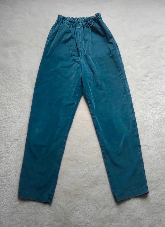 Sublime pantalon en velours taille haute bleu AFC Atelier Français de Confection Taille 1 - photo numéro 6