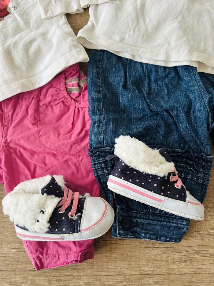 Lot de 2 tenues fille 3 mois + chaussons - photo numéro 4