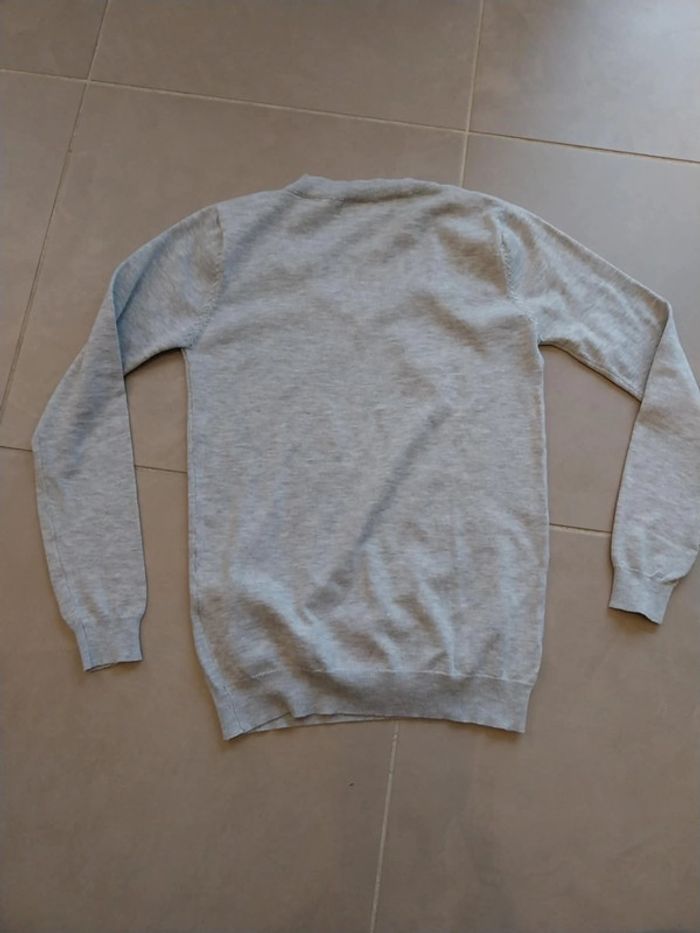 Pull gris clair col v T38 - photo numéro 5