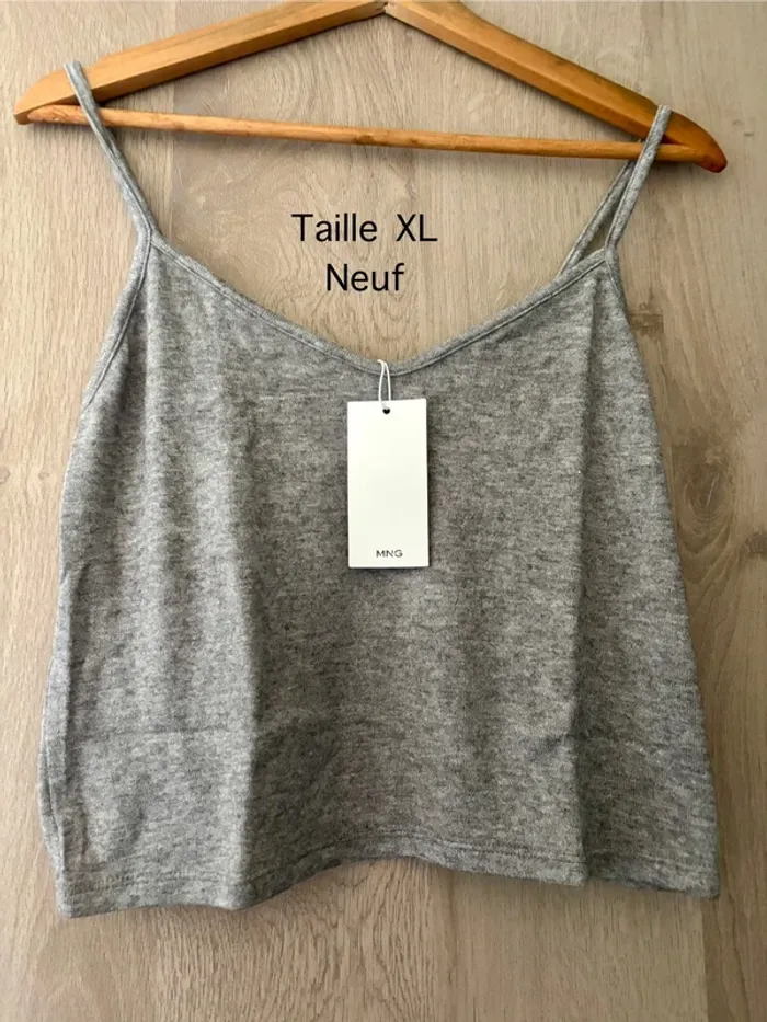 Top à fines bretelles gris Mango
