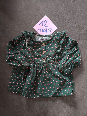 Blouse velours fleurie 12 mois