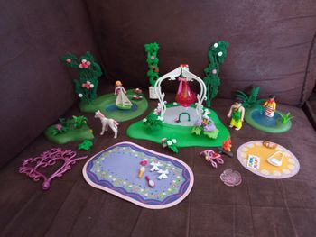 "Playmobil": Lot vrac Éléments de Jardin, Kiosque Mariés, Accessoires, Végétaux