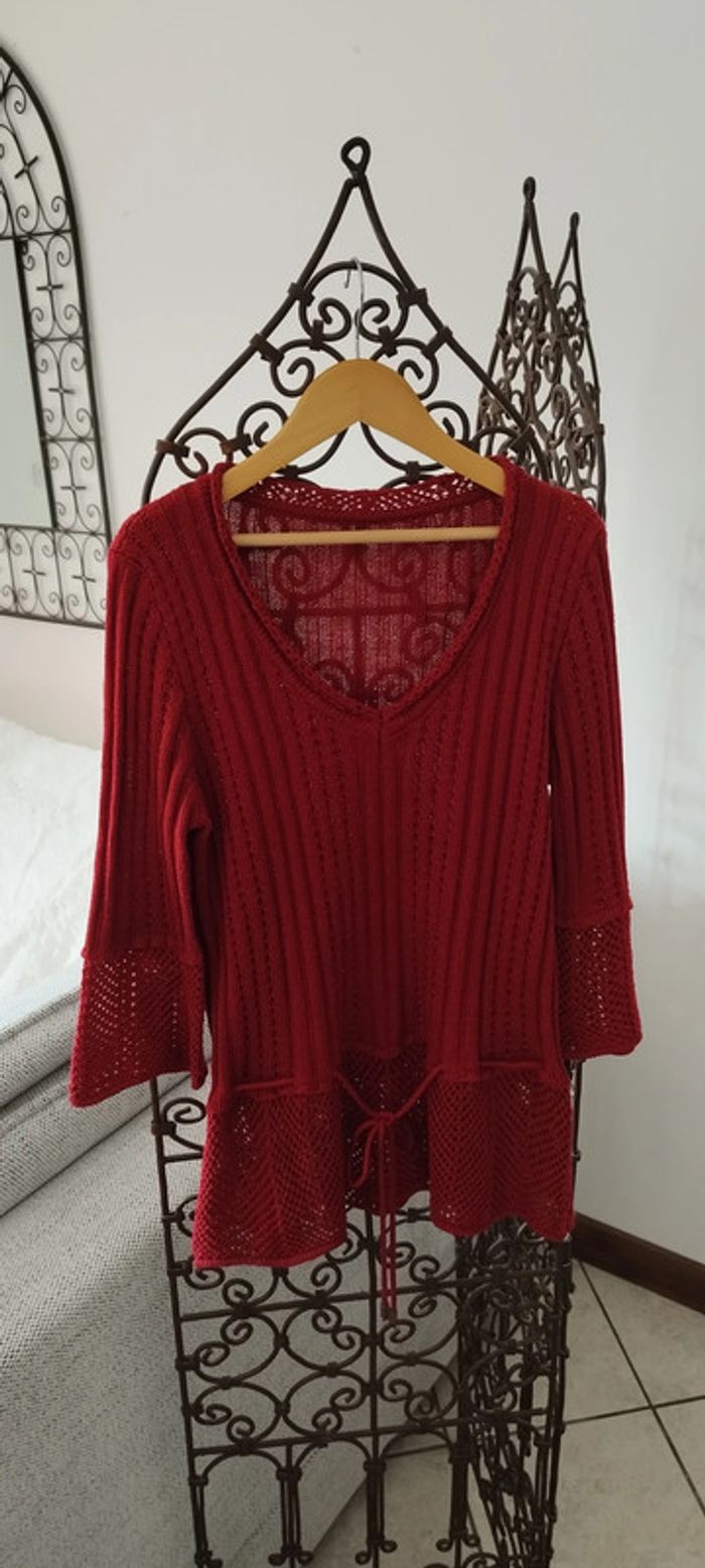 Haut léger bordeaux manches 3/4. Très bon état. Taille 40 - photo numéro 2