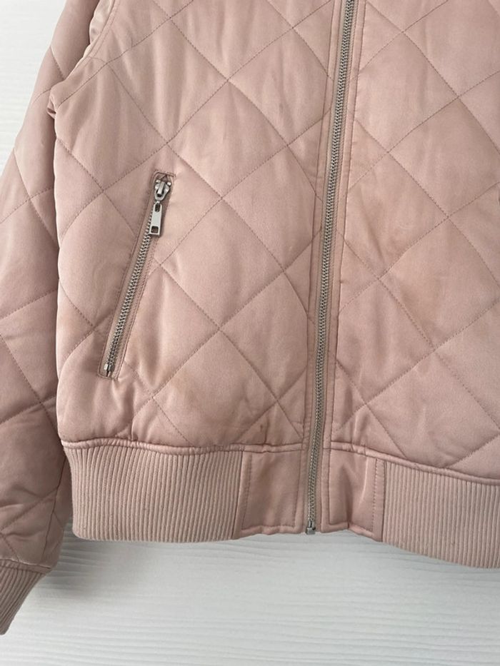 Bomber veste rose poudrée matelassée coupe-vent avec fermeture éclair et poches - photo numéro 4