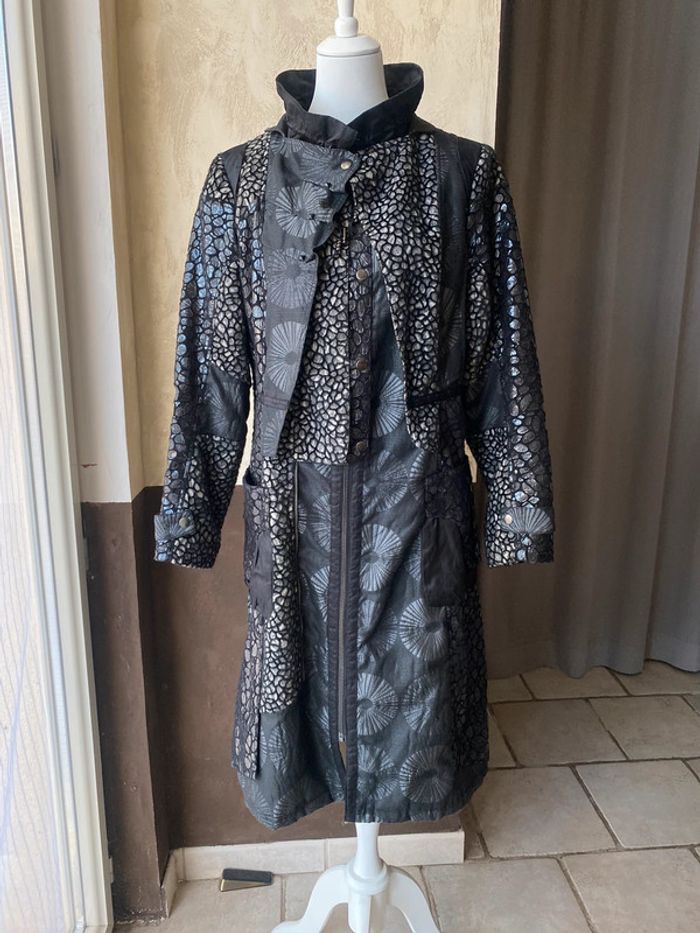 Manteau mi-long noir Fille des sables 44 - photo numéro 3