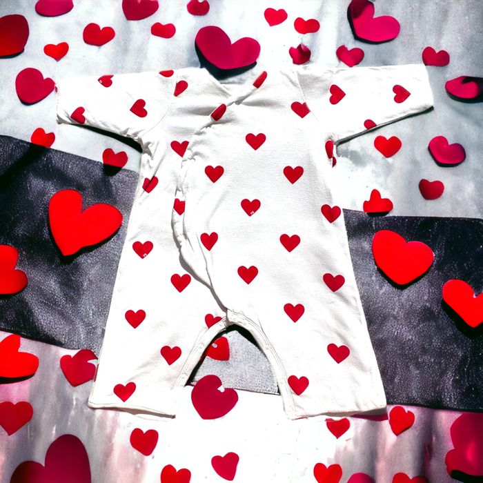 Ensemble 2P combinaison bandana coeurs Petit Bateau 6 mois TBE (19€) - photo numéro 6