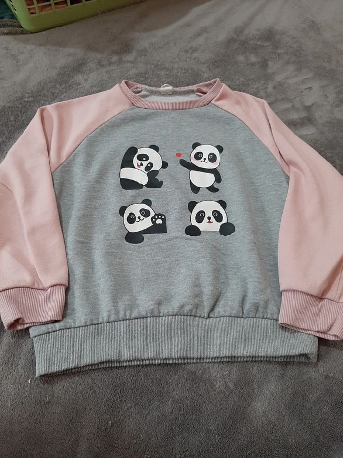 Pull gris rose panda 7ans