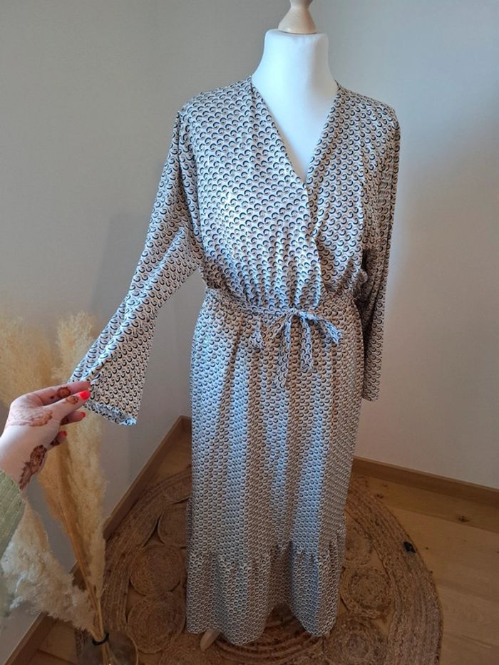 Robe longue blanche à motifs Lin H.C taille L/XL 40/42 - photo numéro 8