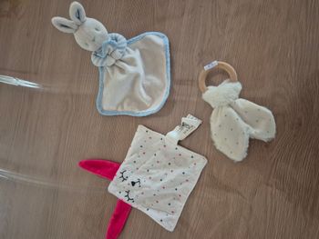 🐰 Lot doudous lapin tout doux – 3 pièces 🌙