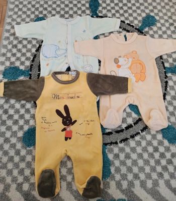 Lot de 3 pyjamas en velours - naissance