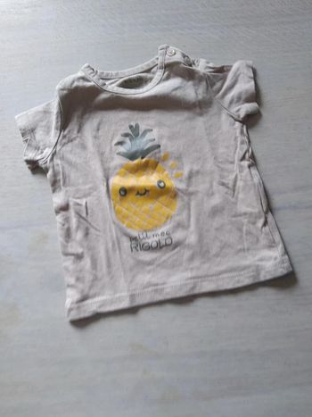 Tee-shirt beige ananas 6 mois