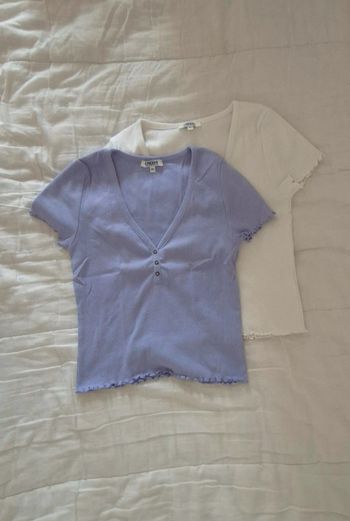 Lot de 2 Tee-shirt manches courtes / top d'été creeks (1 violet/lila et 1 blanc)