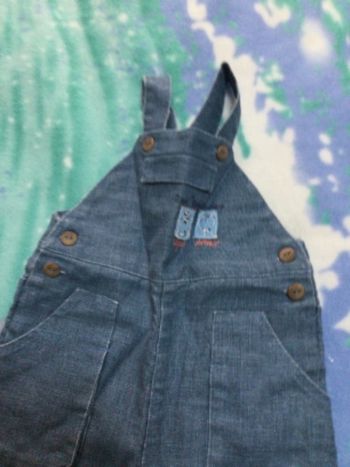 pantalon salopette neuf bleu kiabi baby 55% lin 45% coton 6 mois