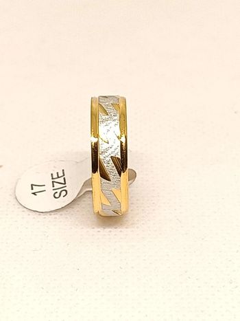 Bague anneau acier doré et argenté type alliance