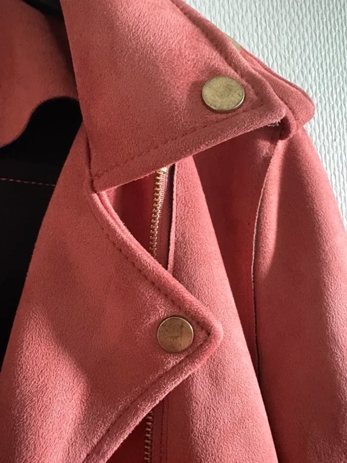 Veste perfecto, style daim rose - photo numéro 3