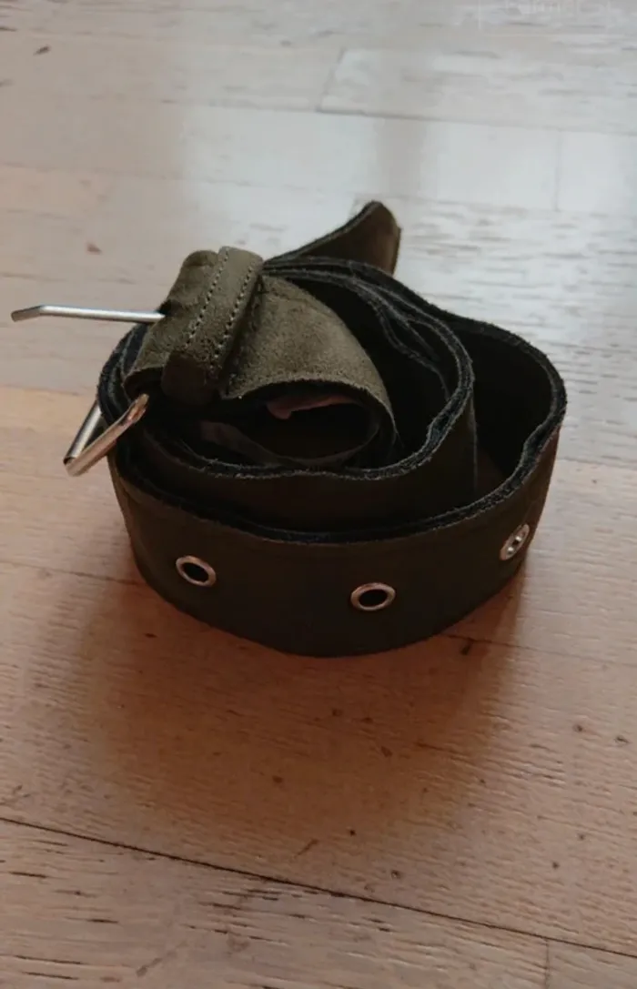 Ceinture perfecto velours kaki - photo numéro 4