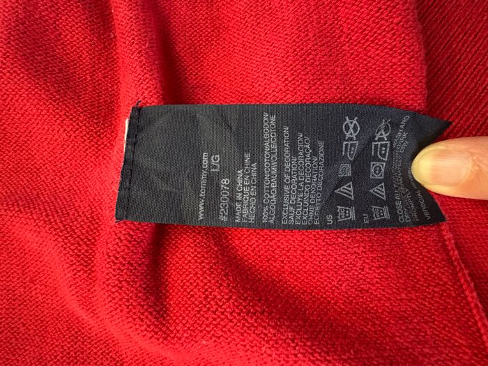 Gilet Tommy Hilfiger rouge torsadée – Taille L – Coton – Écusson brodé - photo numéro 6