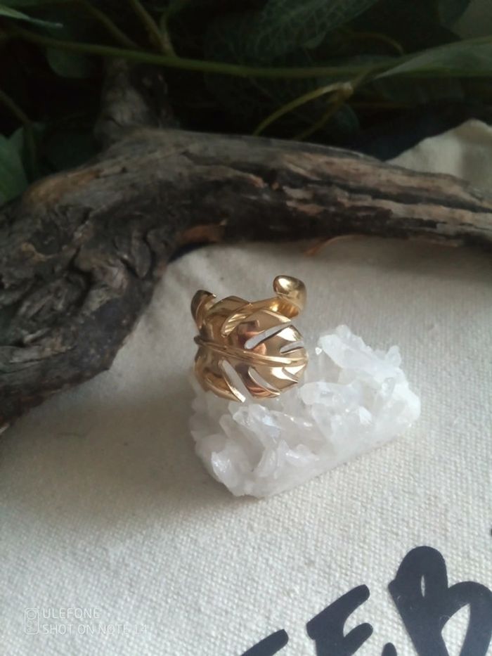Bague bohème feuilles dorée