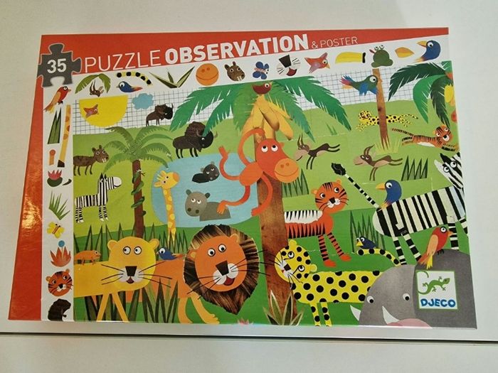 Djeco puzzle observation 35 pieces avec poster - jungle