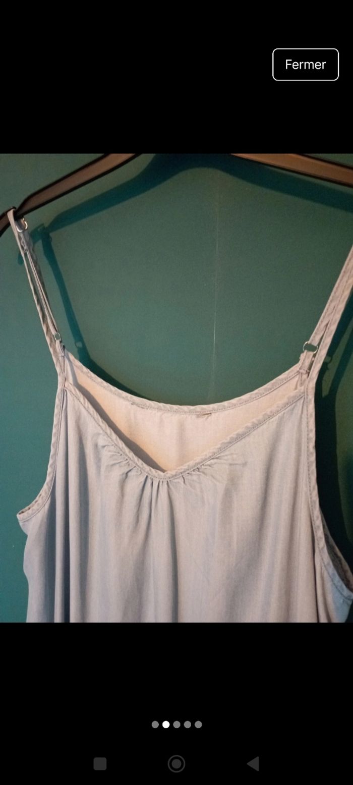 Robe jean fin bleu ciel à bretelles - photo numéro 2