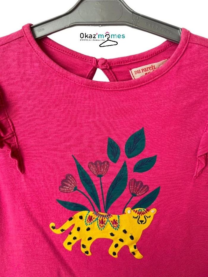 T-shirt rose fuchsia motif guépard - DPAM 5 ans - photo numéro 2