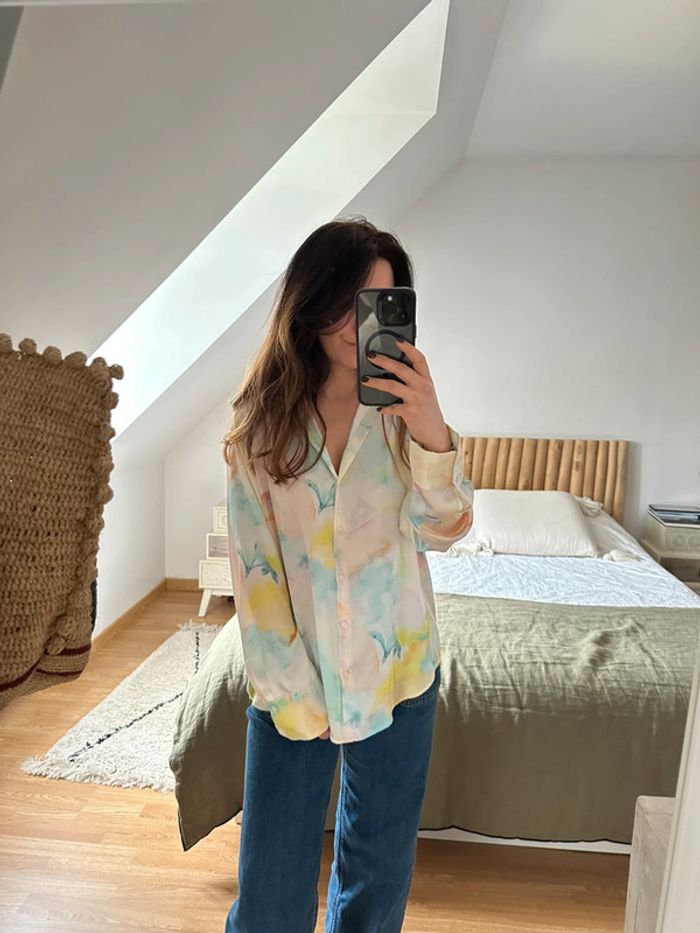 Chemise Tie and dye satinée Zara 🌾 - photo numéro 4
