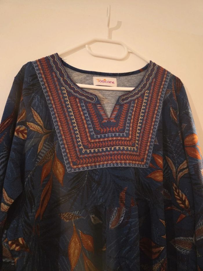 Tunique femme grande taille bleu motifs TBE taille 46 Toscane - photo numéro 3