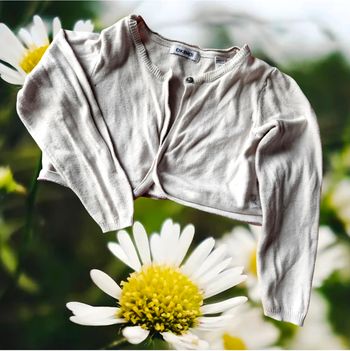 Superbe gilet style boléro liseré argenté