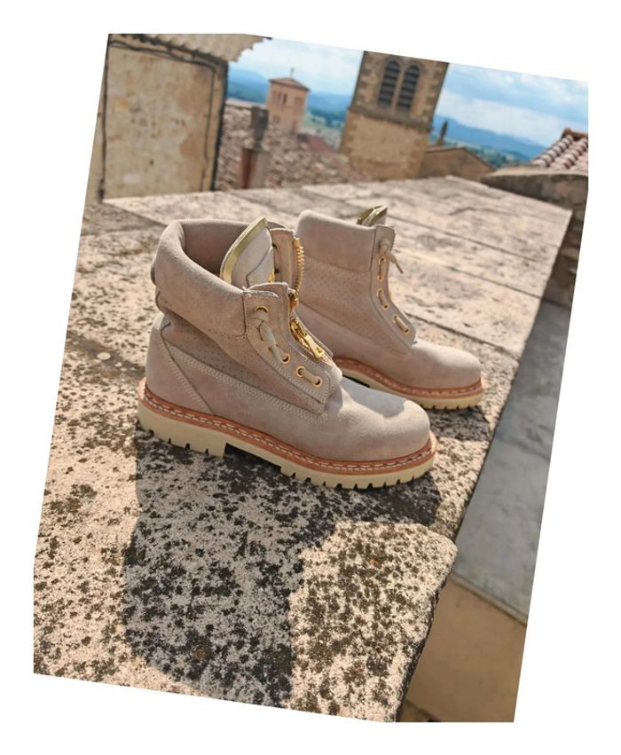 Bottines Balmain Paris - Daim Beige & Or - Taille 36 - Style Iconique - photo numéro 2