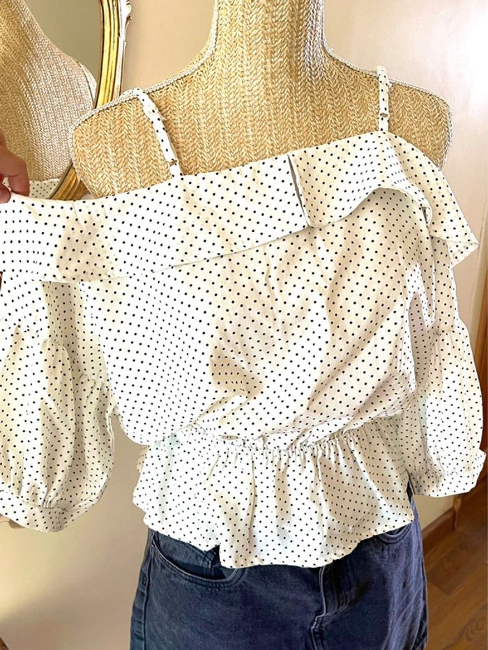 Sublime Top blanc à Pois noir Vintage dressing - photo numéro 5