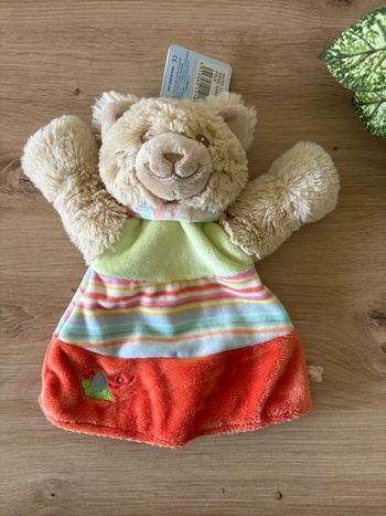 Neuf marionnette doudou chat tifoo orange vert noukies