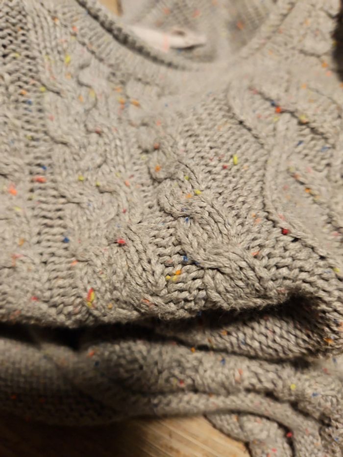 Pull gris clair torsadé à manches longues, H&M L.O.G.G. 4/6ans, nickel - photo numéro 6