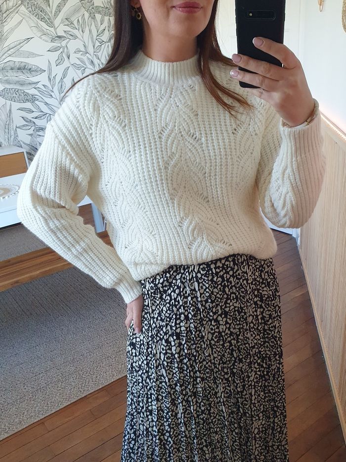Pull ajouré Toronto blanc légèrement écru Taille M - photo numéro 5