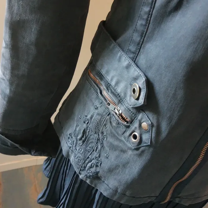 Blouson femme gris en toile coton qualité coupe perfecto Marque Hep taille 3 - photo numéro 3