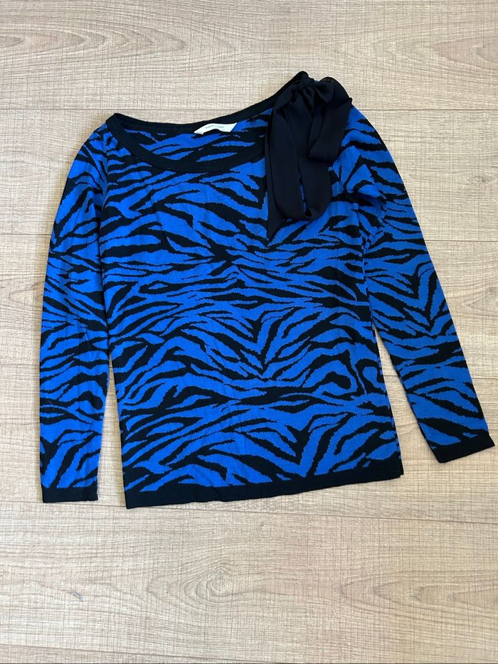Pull bleu et noir à manches longues Naf Naf taille XS TBE - photo numéro 7