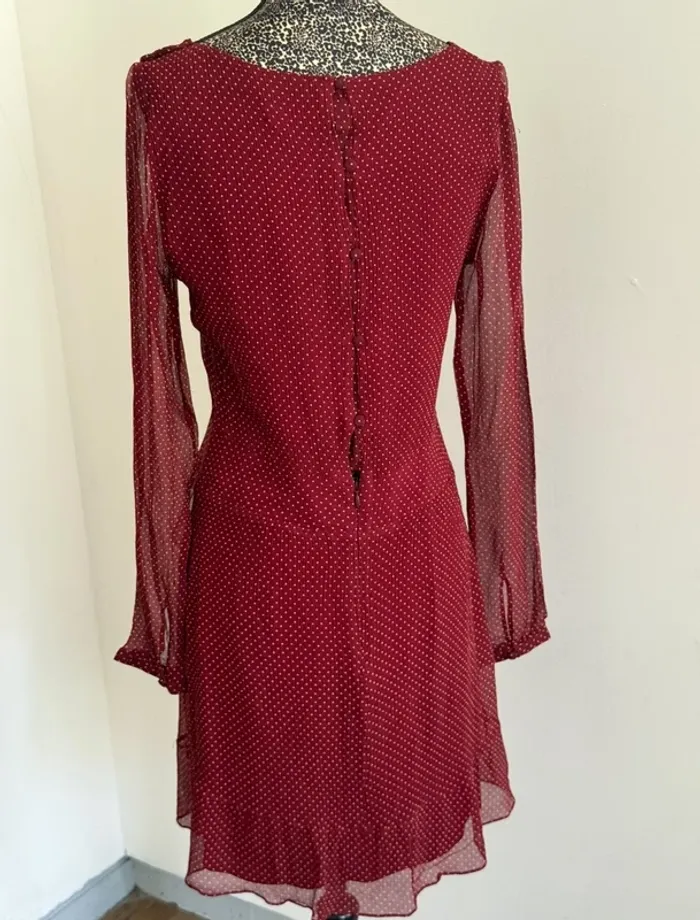 Robe Sézane en soie bordeaux à pois – Taille 38 - photo numéro 2