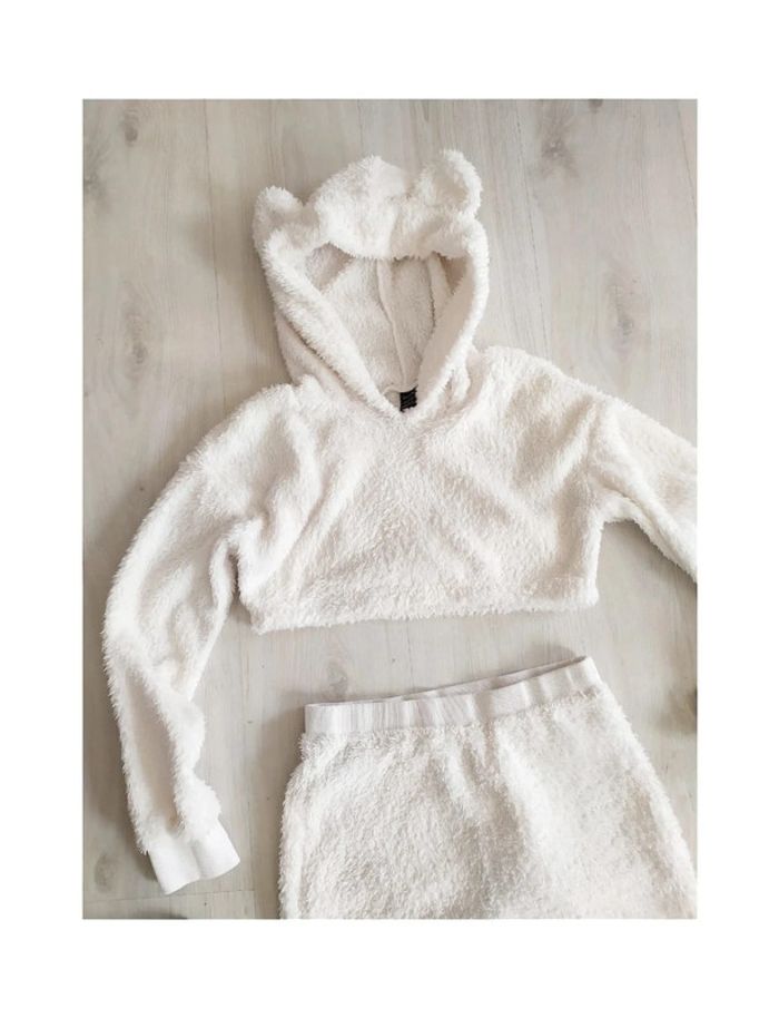 Ensemble cocooning pyjama 2 pièces pantalon + sweat court à capuche - photo numéro 3