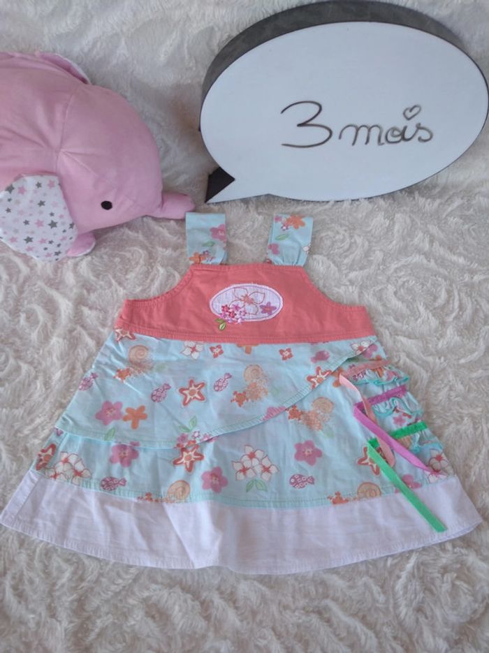 Robe légère été Fille 3 mois Fleurs 100% coton