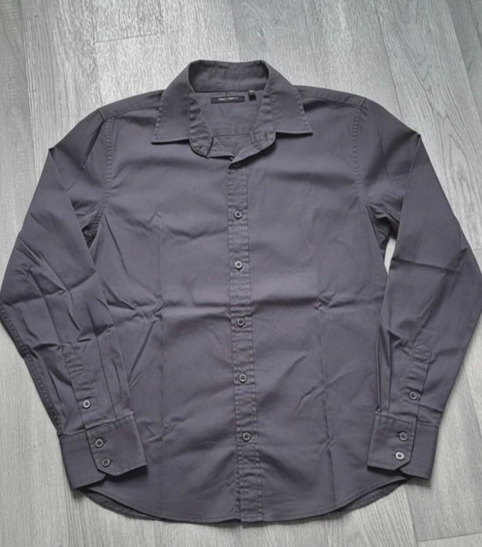 une chemise uni grise anthracite habillée à manches longues - photo numéro 2