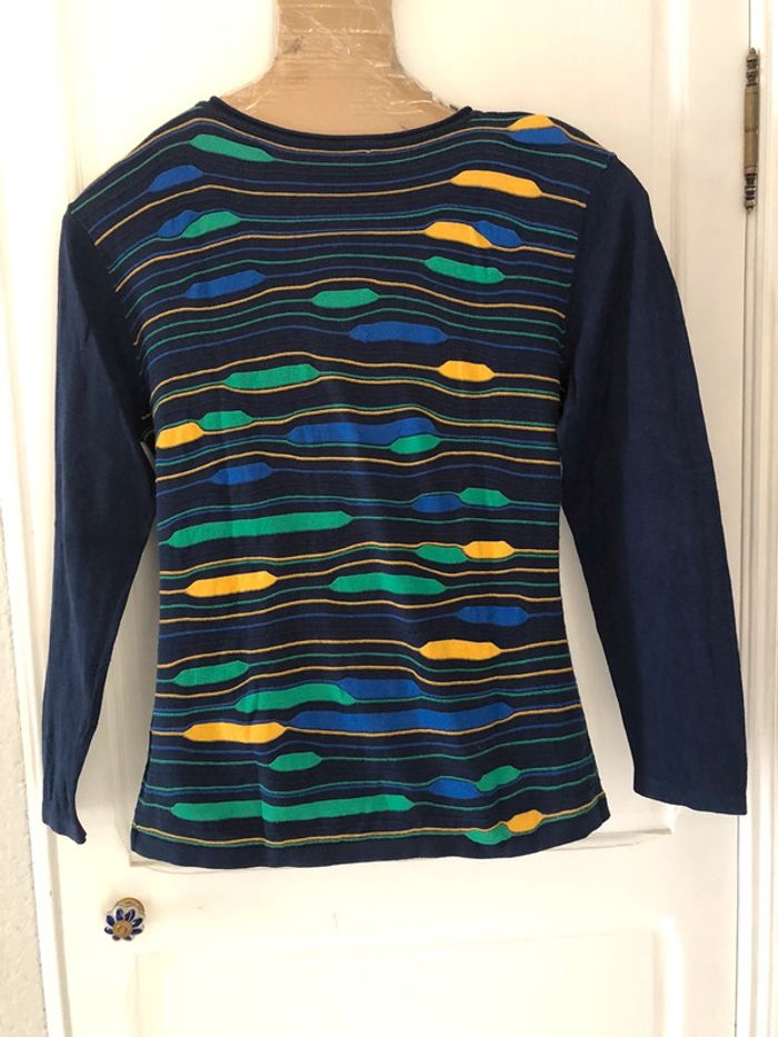 MM4- Pull vintage imprimé multicolore en coton T unique (40-44) - photo numéro 2