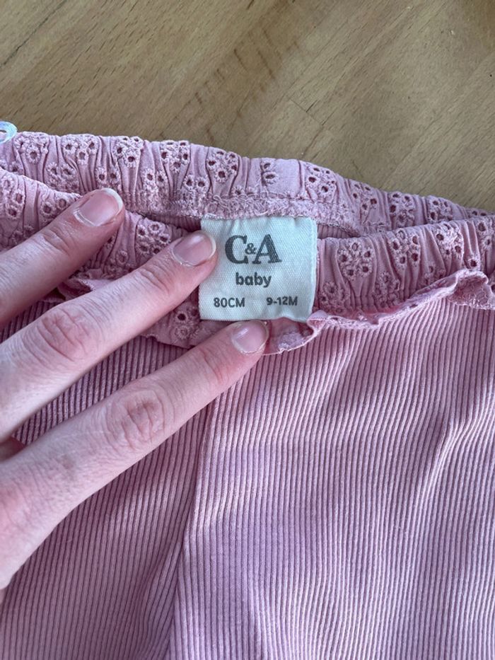 Legging côtelé rose c&a 9-12 mois - photo numéro 2