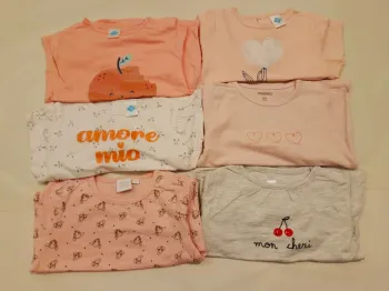 Lot 6 t-shirts manches longues fille 9 mois